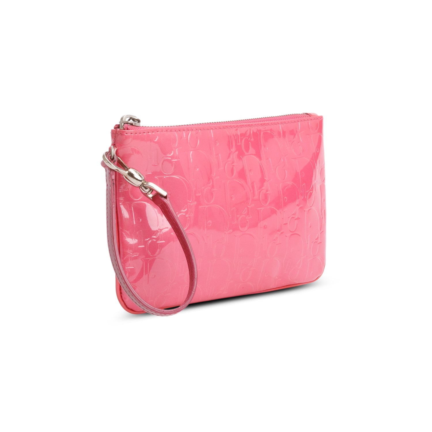 Christian Dior Pink Patent Leather Diorissimo Oblique Wristlet w/ Original Receipt