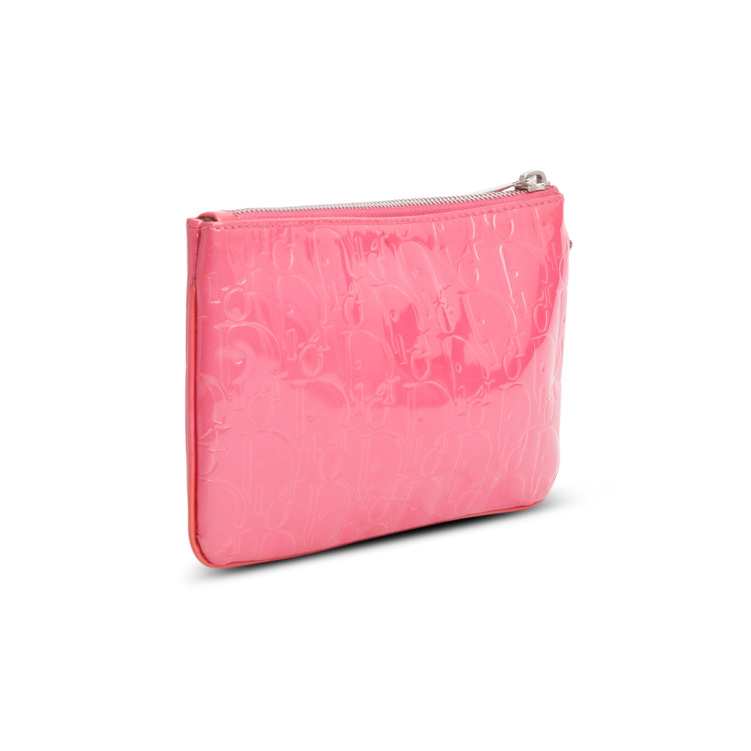 Christian Dior Pink Patent Leather Diorissimo Oblique Wristlet w/ Original Receipt