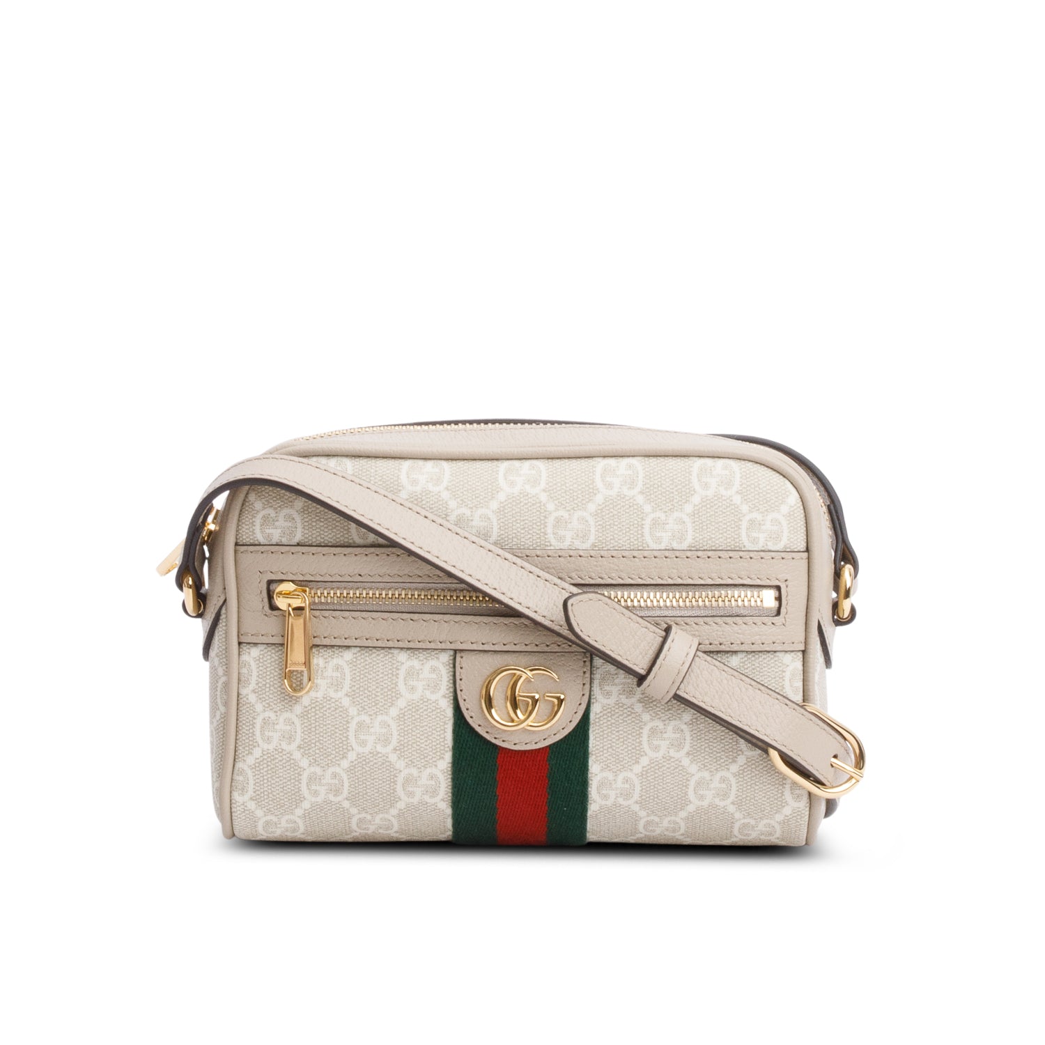Gucci Beige GG Supreme Web Mini Ophidia Crossbody Bag w/ Box