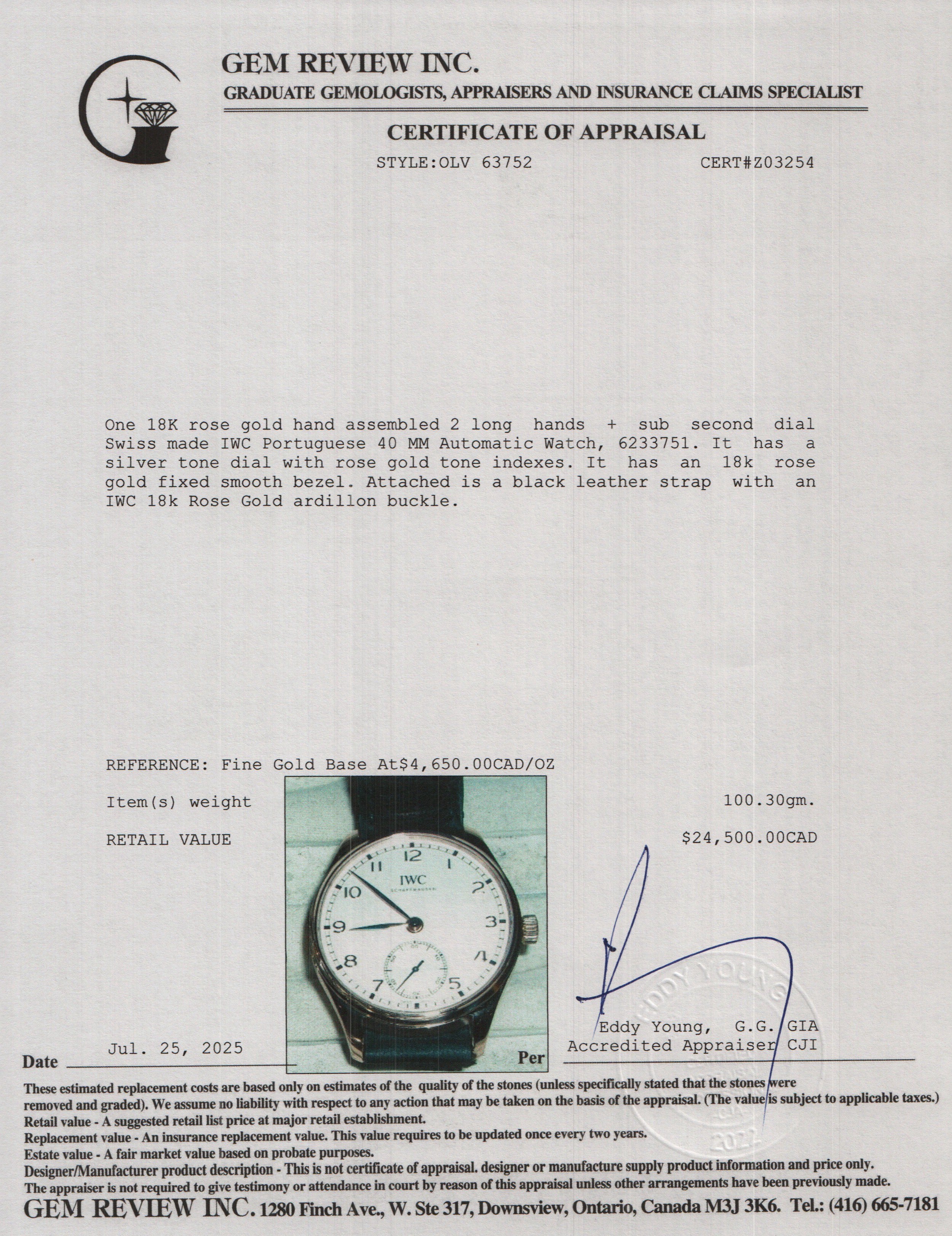 IWC 18k Rose Gold Portuguese 40 MM Automatic Watch IW358306