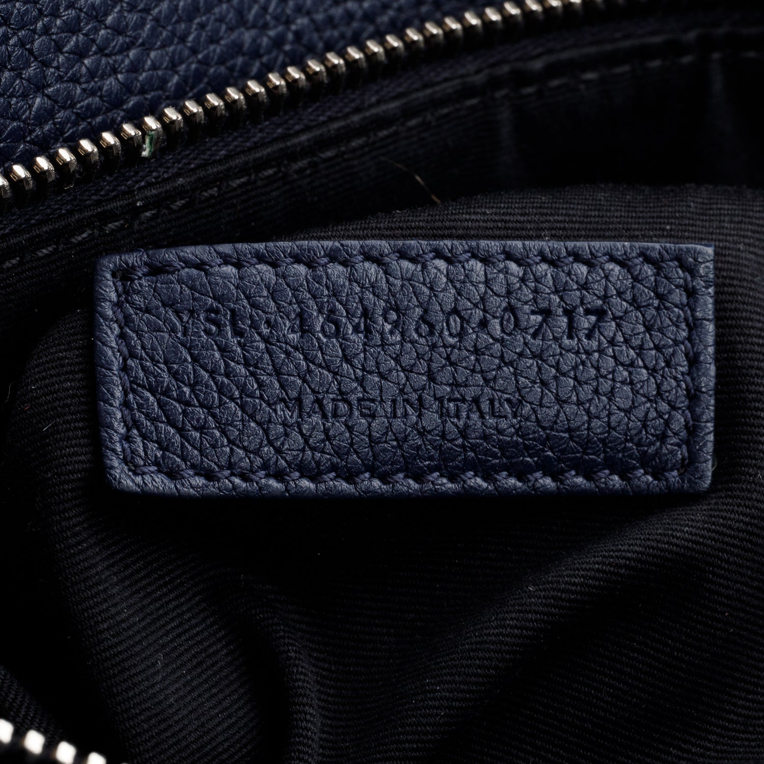 Saint Laurent Navy Supple Grained Leather Small Sac De Jour w/ Strap