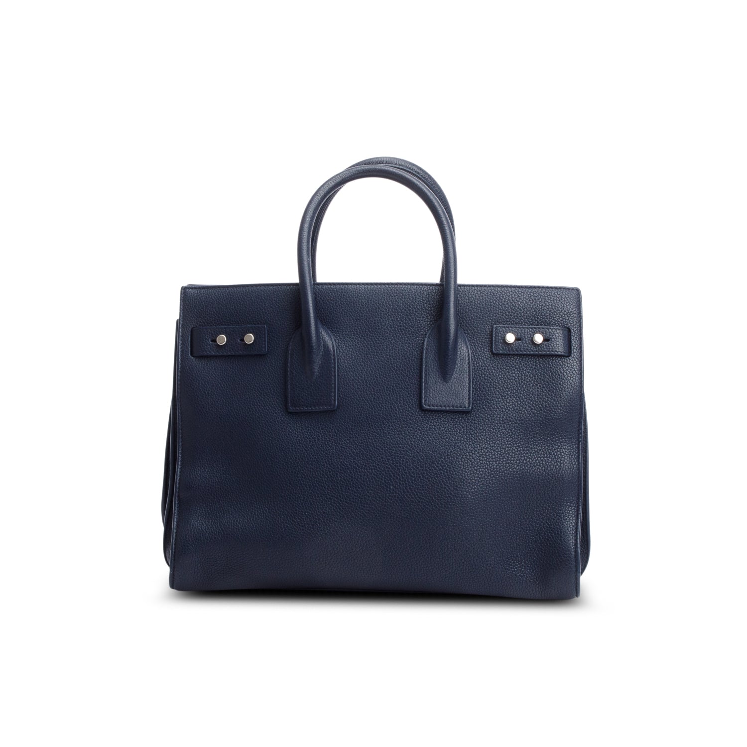 Saint Laurent Navy Supple Grained Leather Small Sac De Jour w/ Strap