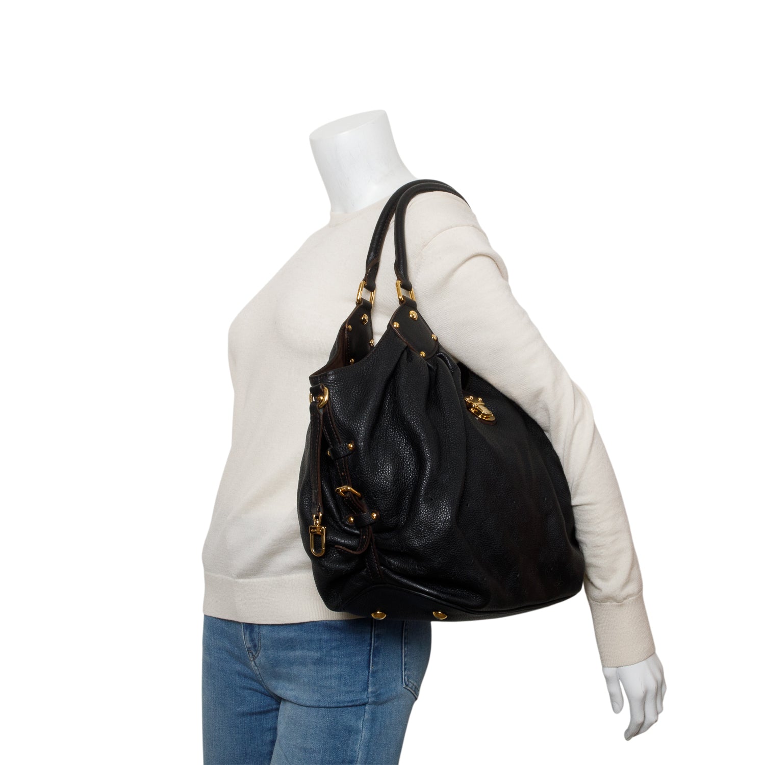 Louis Vuitton Black Mahina Leather L Hobo