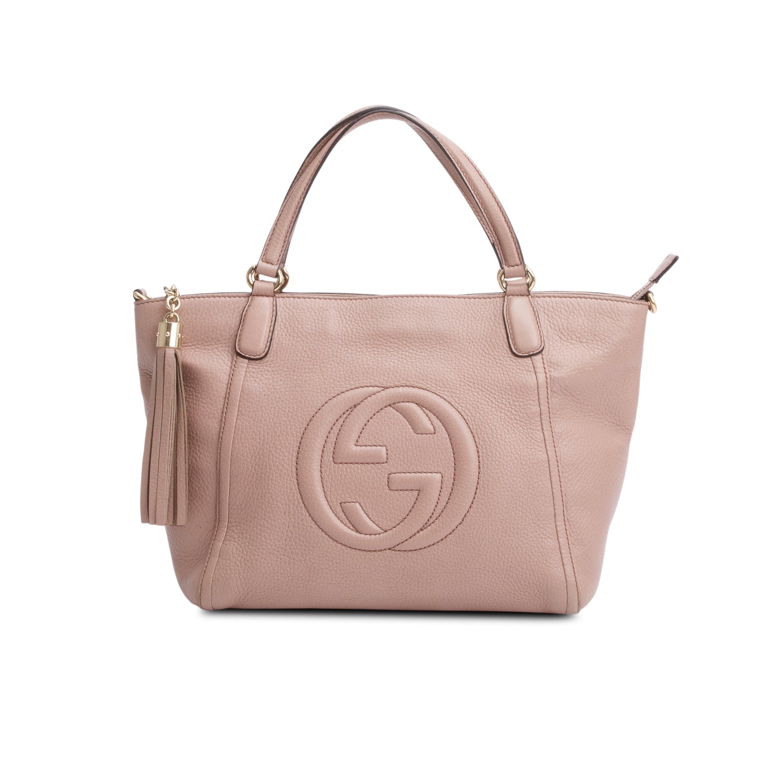 Gucci Pink Calfksin Leather Small Soho Cellarius Tote w/ Strap