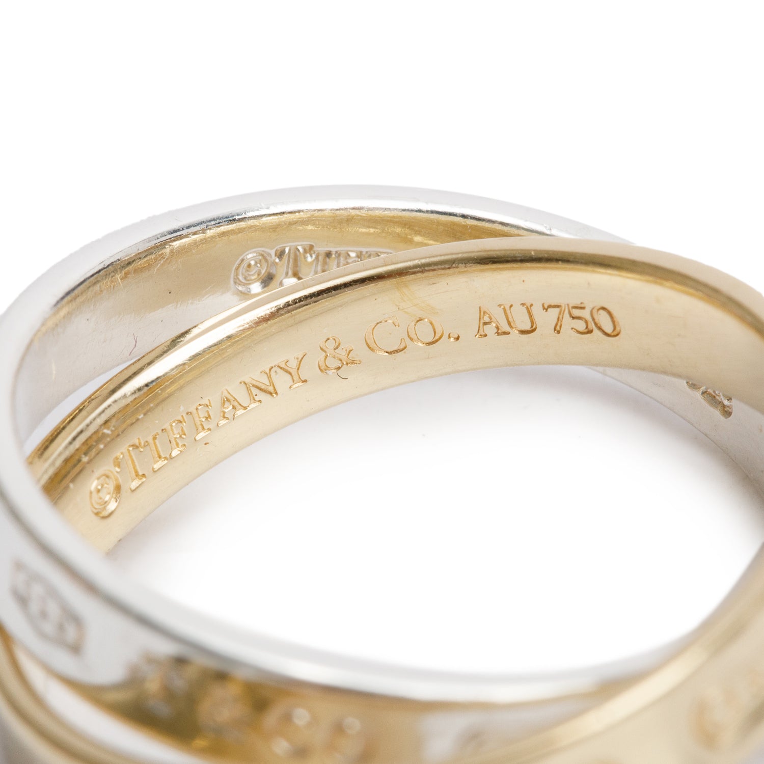 Tiffany & Co. Sterling Silver & 18k Yellow Gold 1837 Interlocking Circles Ring, Size 7