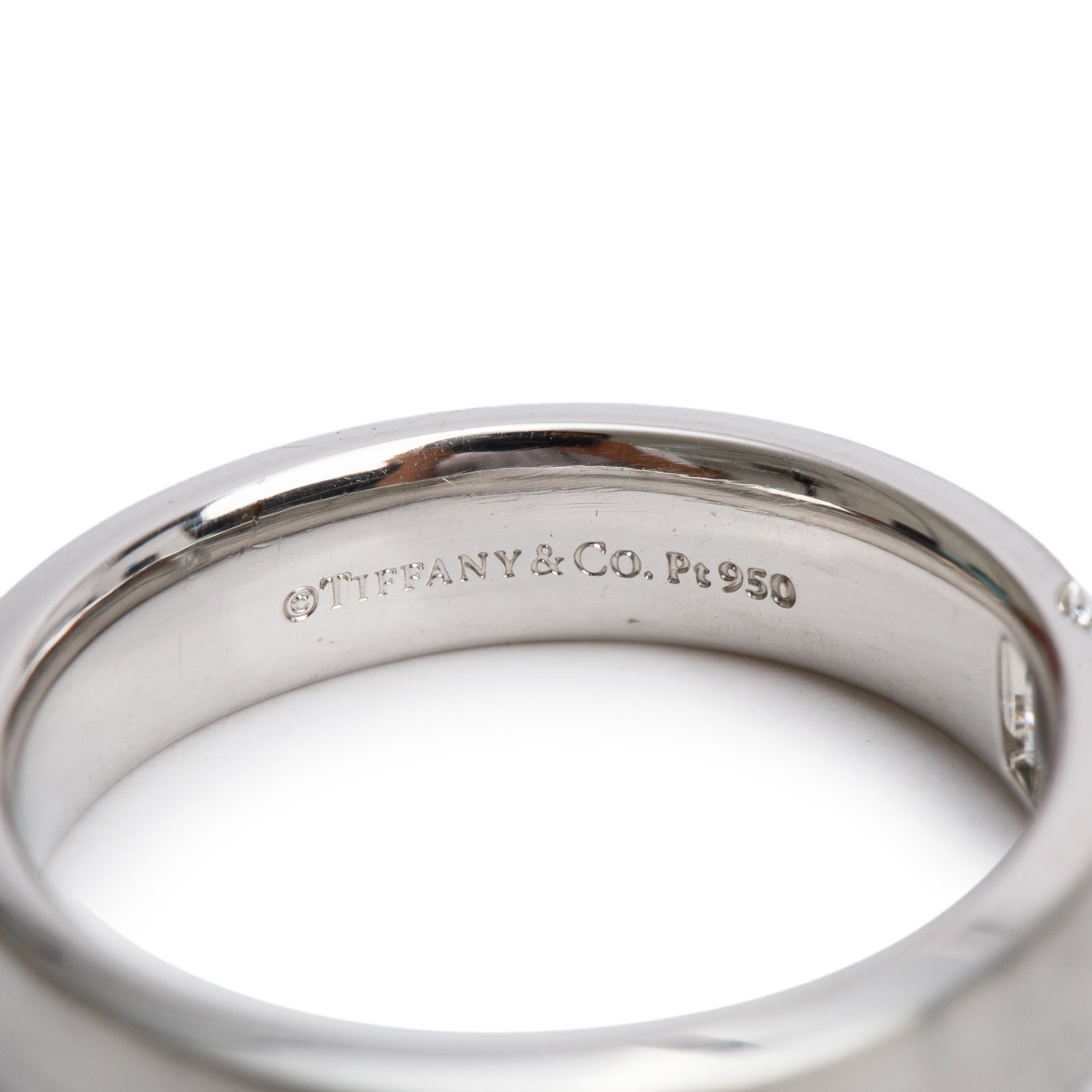 Tiffany & Co. The Charles Setting Platinum & Baguette Diamond 5 MM Satin Finish Ring, Size 8 w/ Box