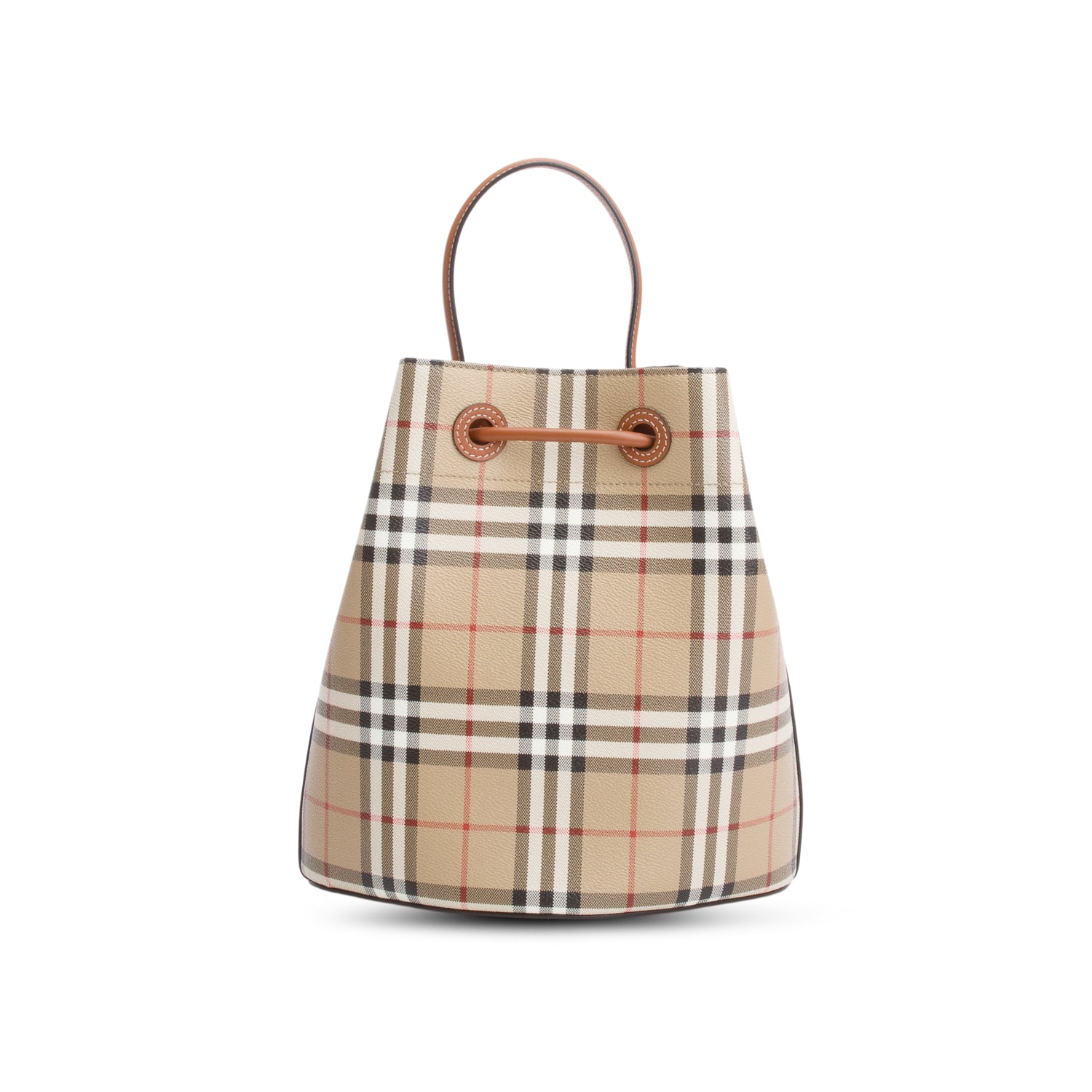 Burberry Check Coated Canvas Small TB Bucket Bag w/ Strap