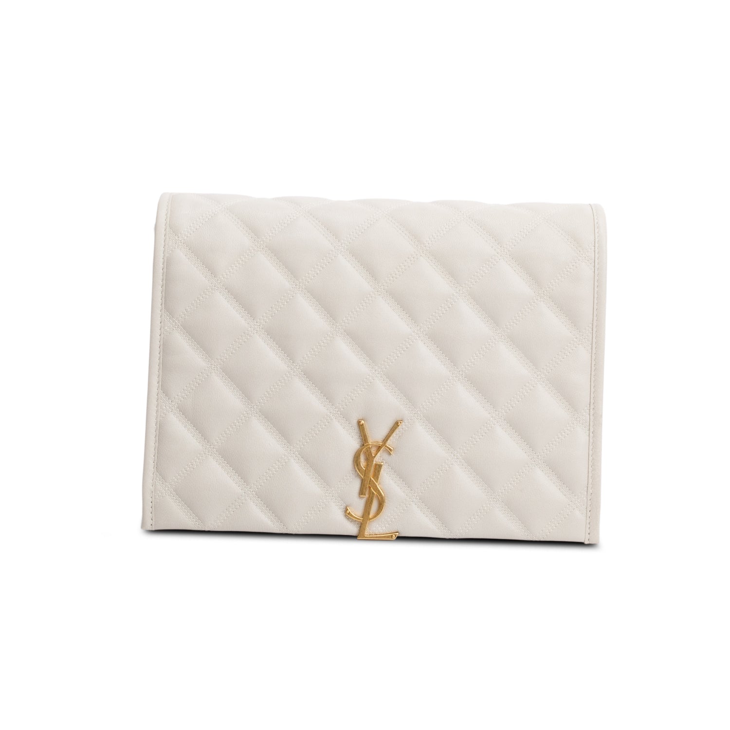 Saint Laurent Ivory Quilted Leather Small Becky Chain Bag