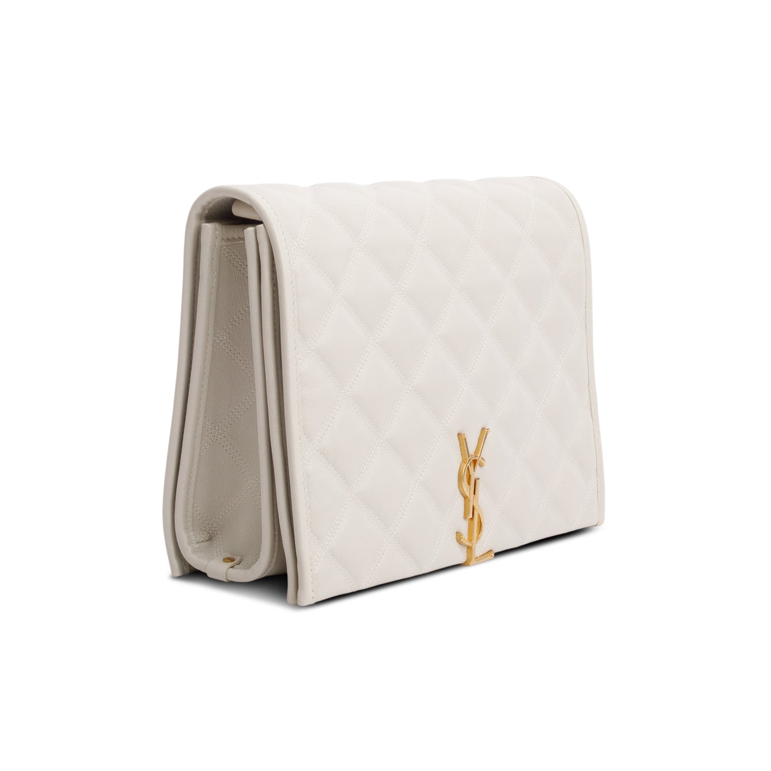 Saint Laurent Ivory Quilted Leather Small Becky Chain Bag