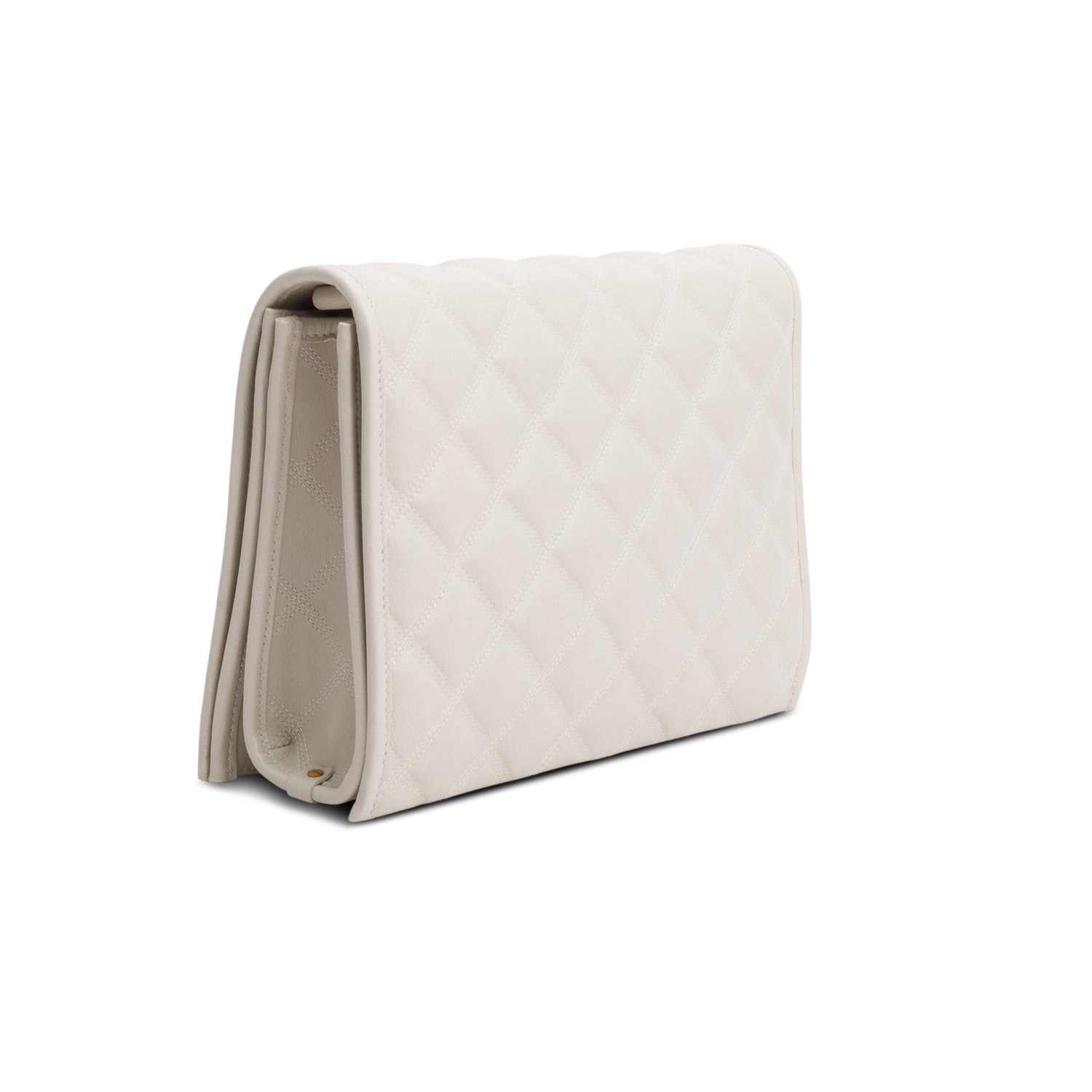 Saint Laurent Ivory Quilted Leather Small Becky Chain Bag