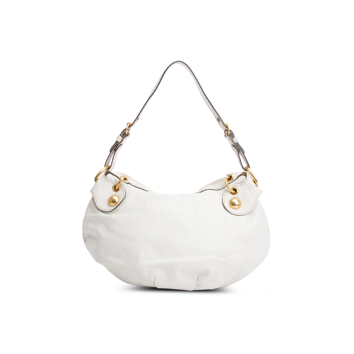 Gucci White Leather Babouska Hysteria Heart Hobo Bag