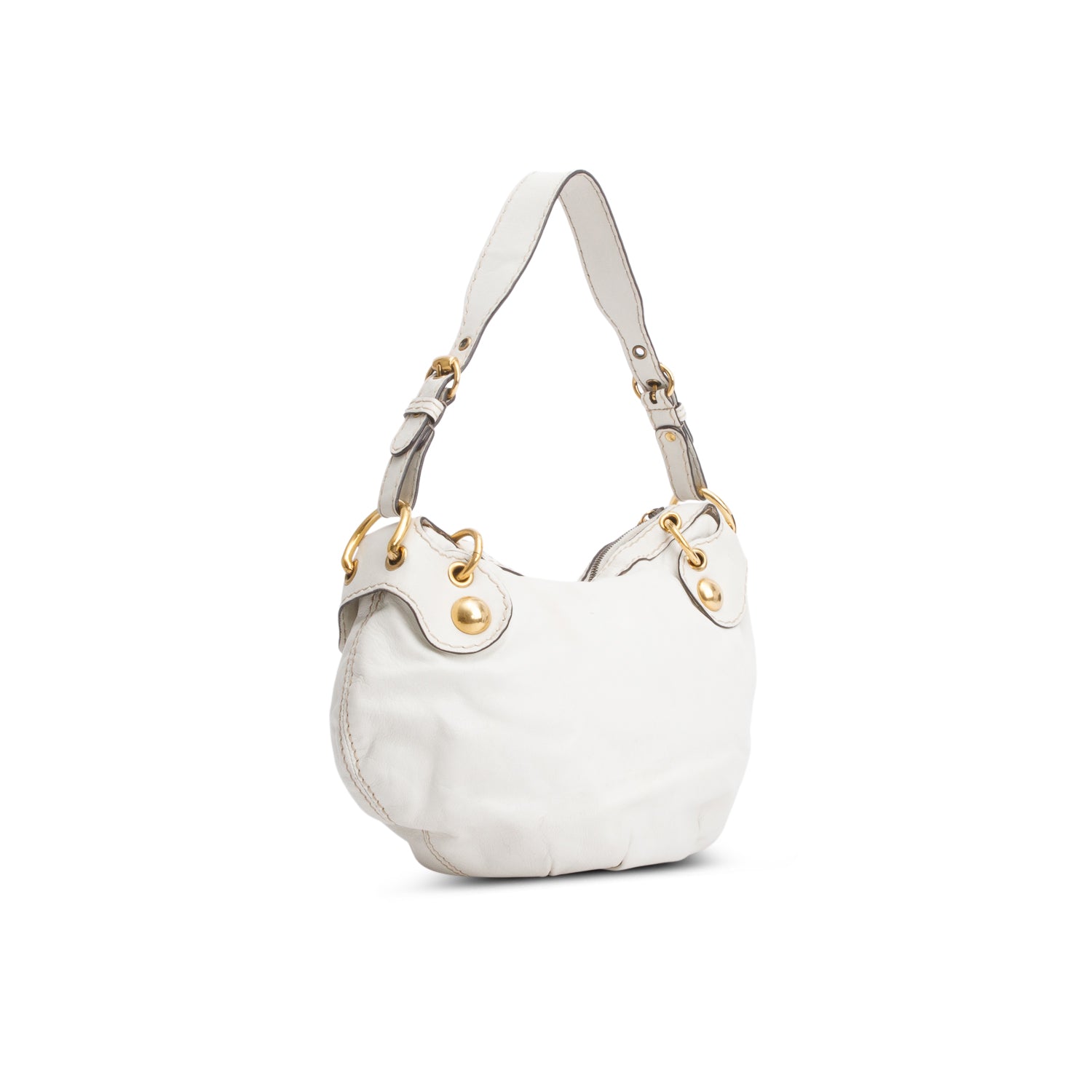 Gucci White Leather Babouska Hysteria Heart Hobo Bag
