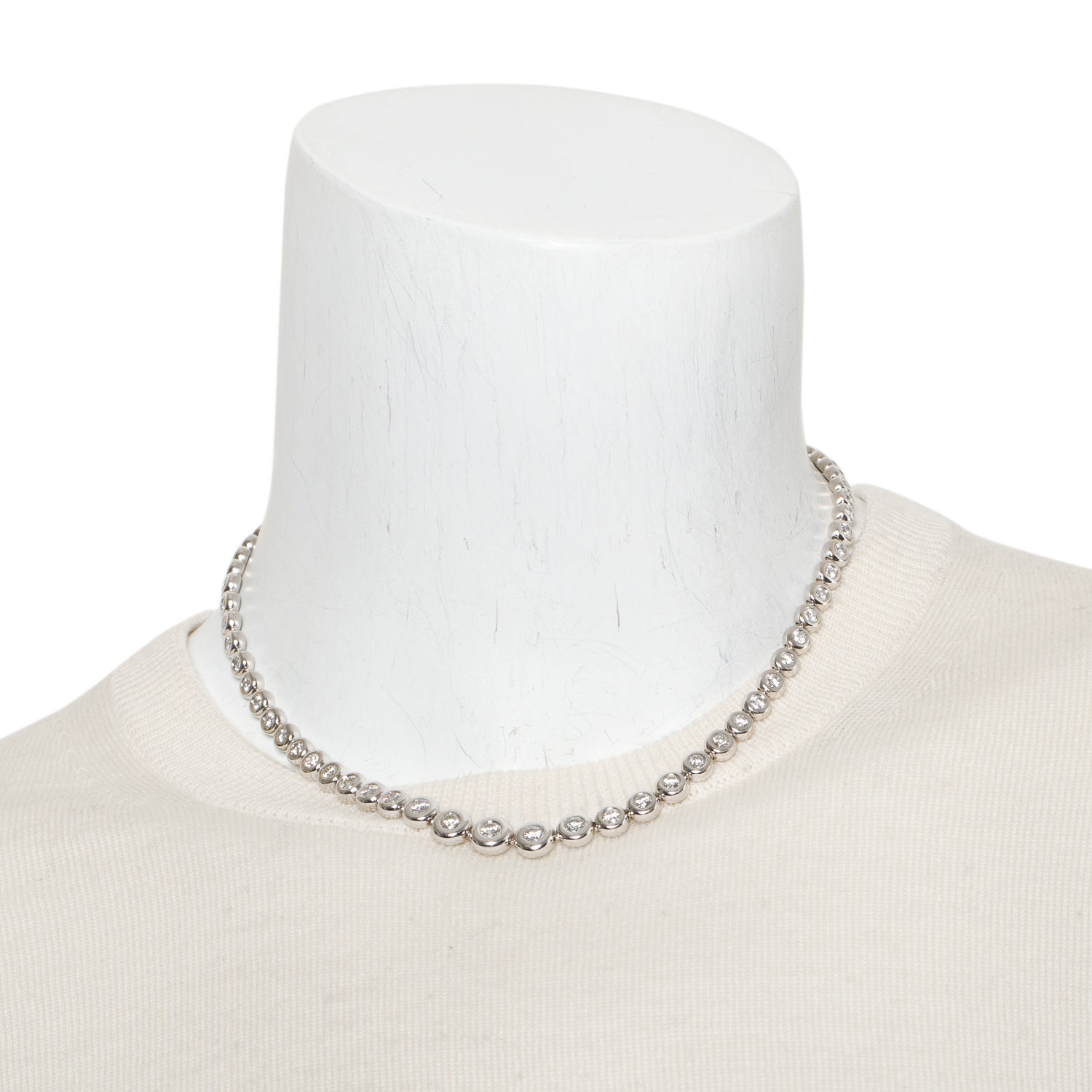14k White Gold 4.00 tcw. Graduated Diamond Necklace