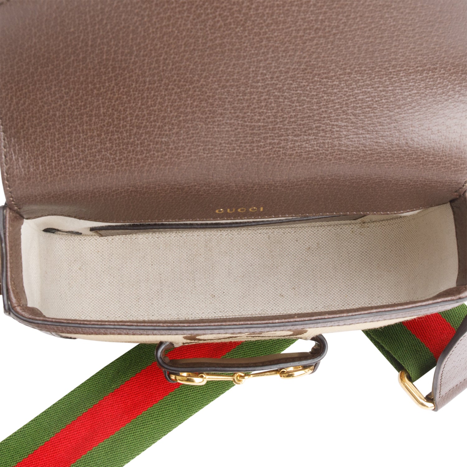 Gucci Jumbo GG Canvas Brown Leather Trim Horsebit 1955 Small Shoulder Bag w/ Straps