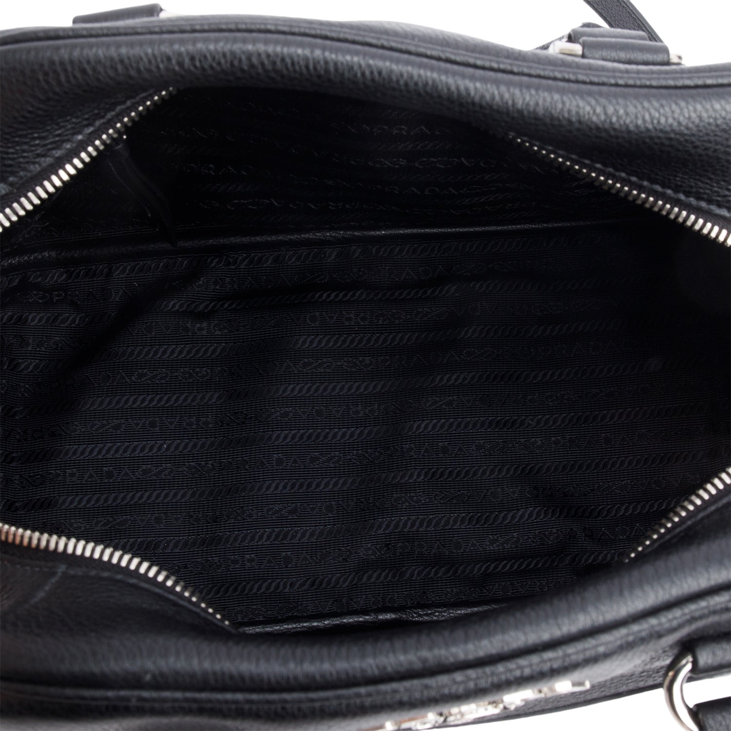 Prada Black Vitello Phenix Leather Convertible Bowling Bag/ Strap & Authenticity Card