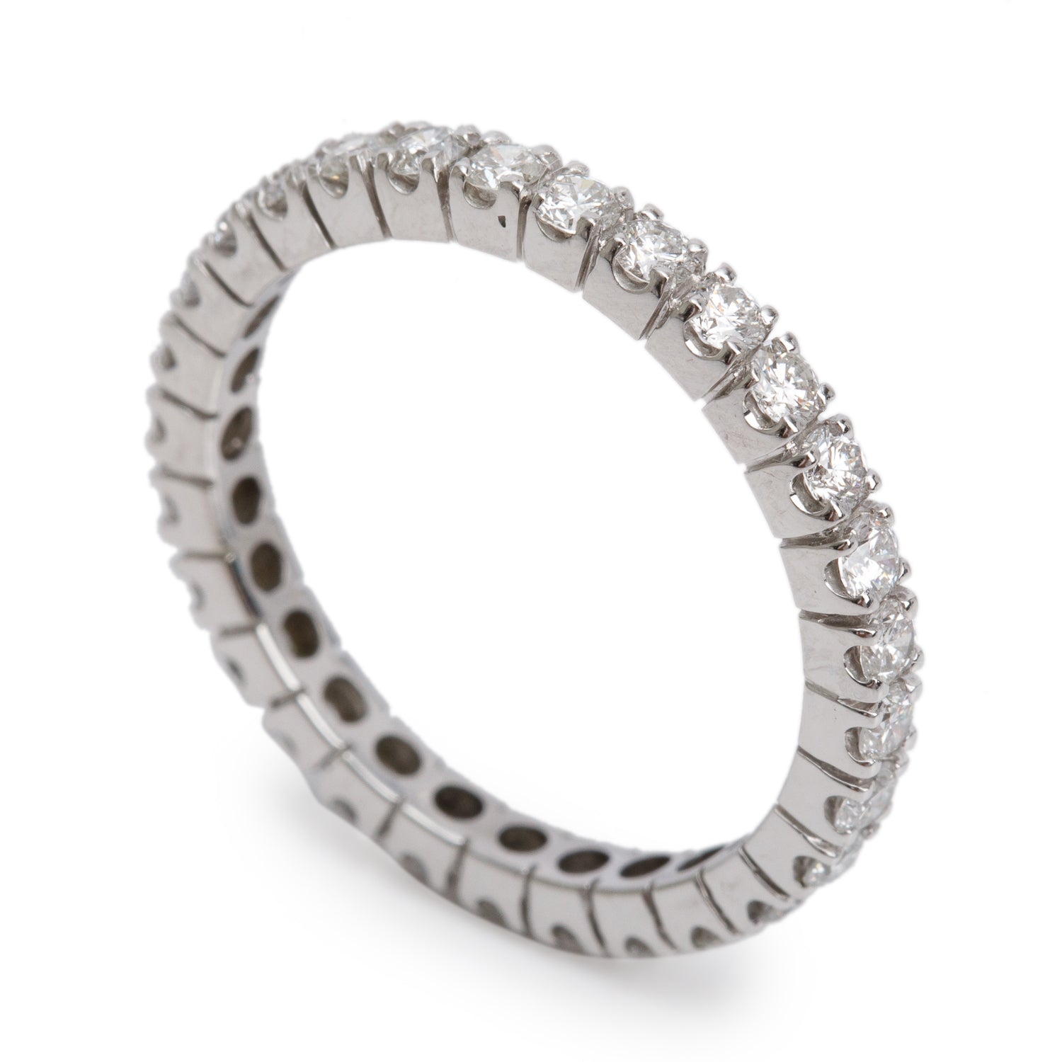 14k White Gold 1.16 tcw. Diamond Eternity Band Ring, Size 7