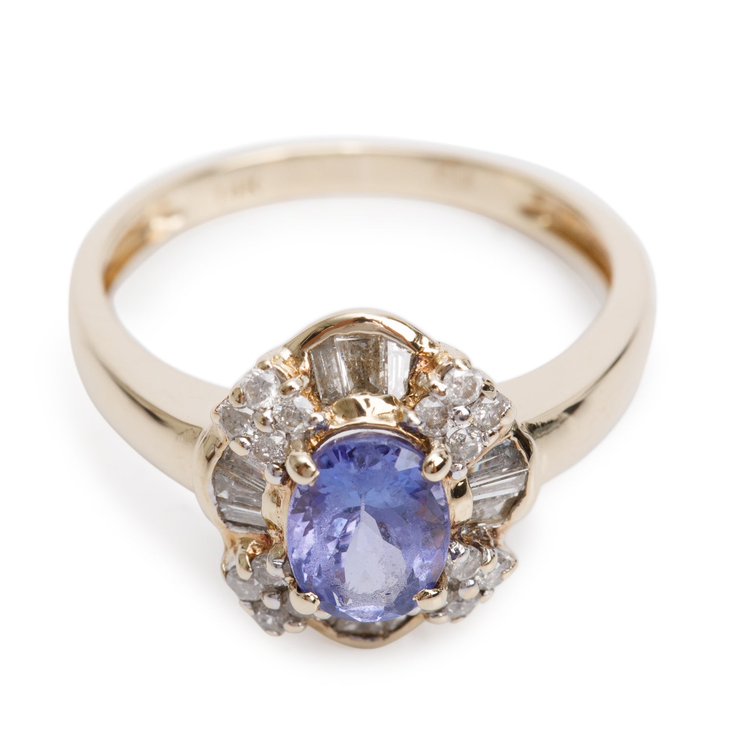 14k Yellow Gold Tanzanite & Diamond Ring, Size 6