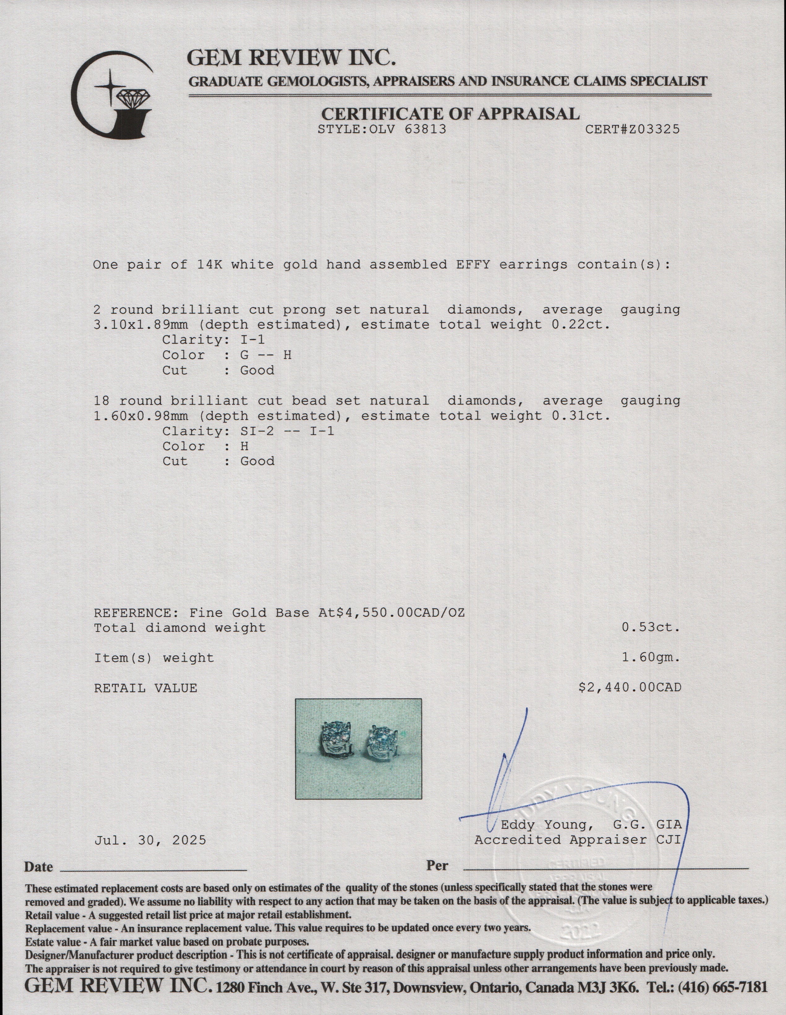 Effy 14k White Gold Diamond Cluster Stud Earrings