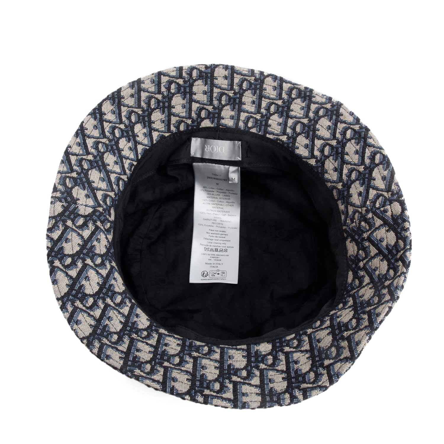 Christian Dior Navy Oblique Buckle Bucket Hat, Size M w/ Box