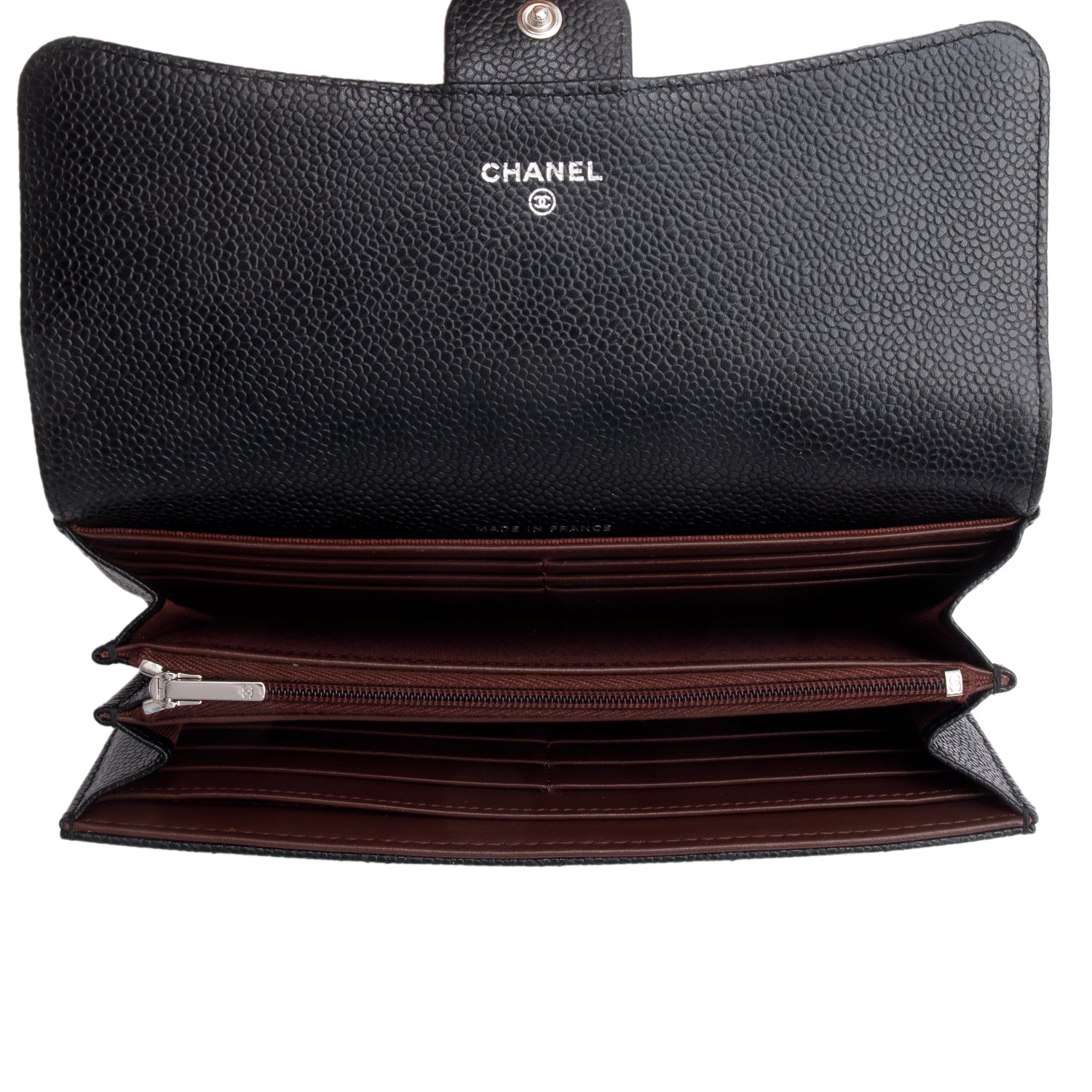Chanel Black Caviar Leather Classic Long Flap Wallet w/ Box
