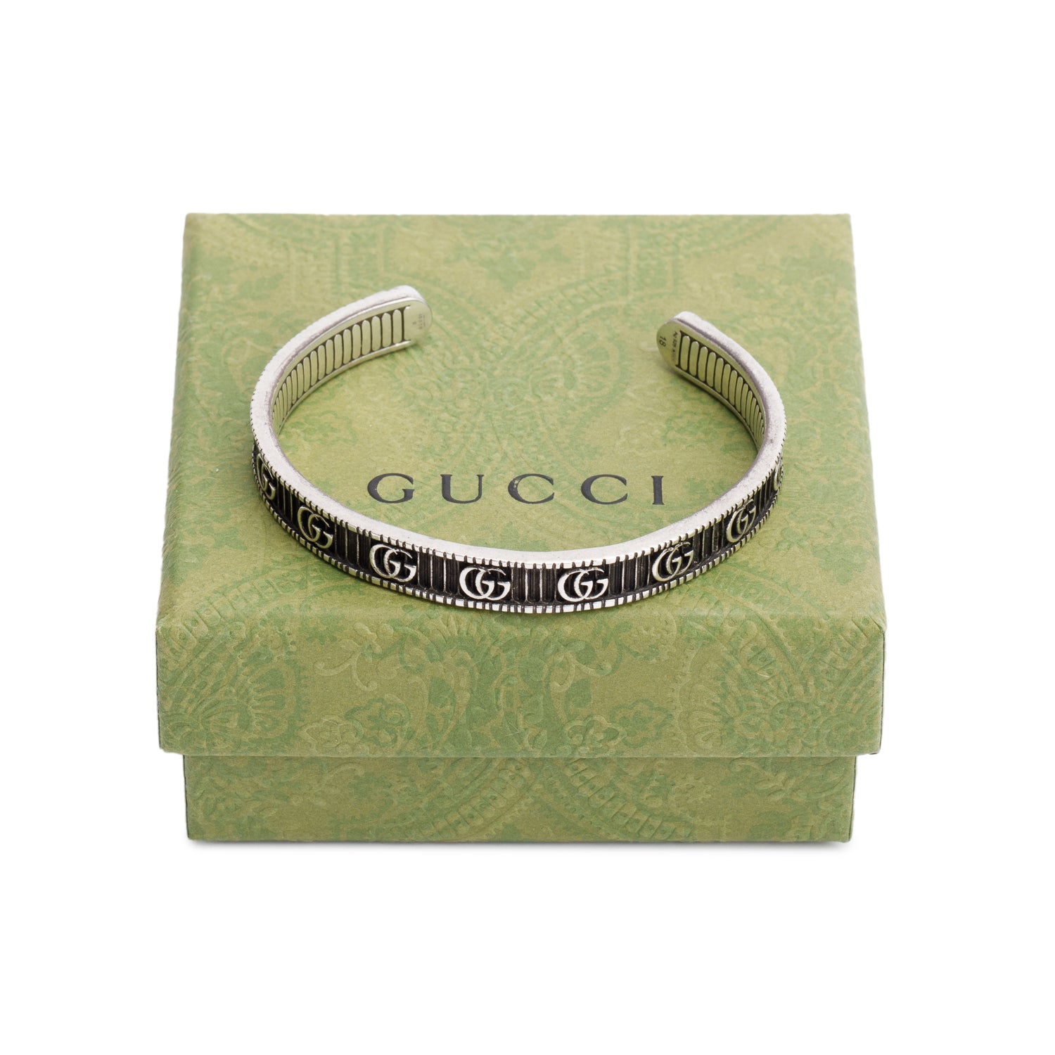 Gucci Sterling Silver GG Marmont Cuff Bracelet w/ Box