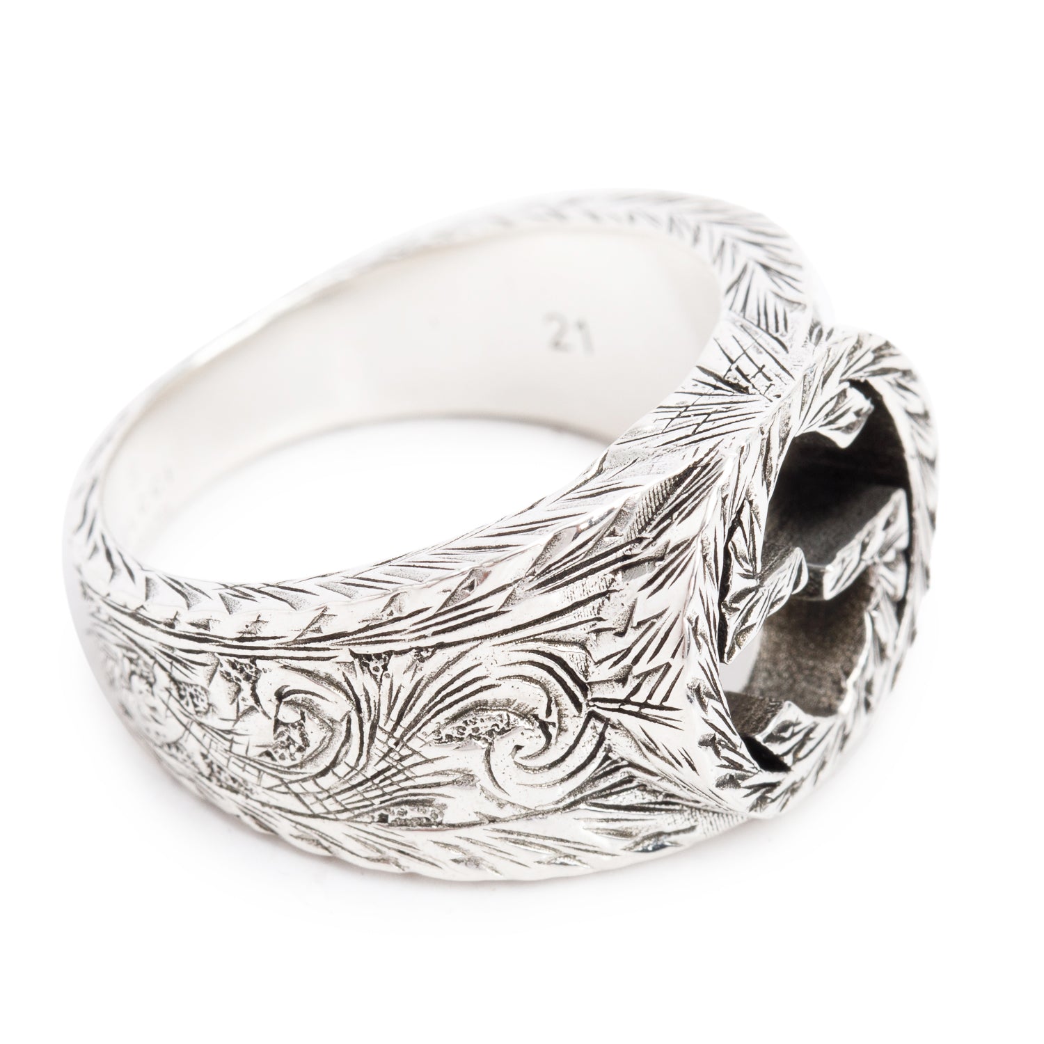 Gucci Sterling Silver Interlocking G Ring, Size 21 9.5 w/ Box