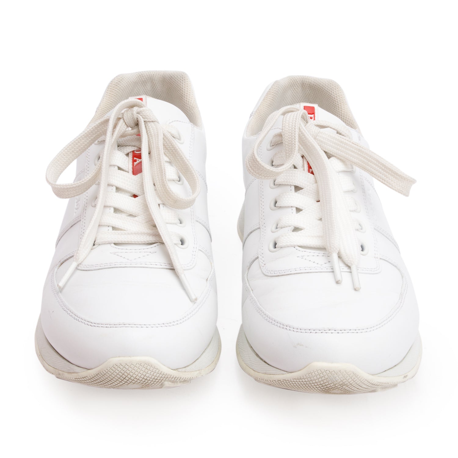 Prada White Leather Sport Sneakers, Men's Size 8.5 w/ Box