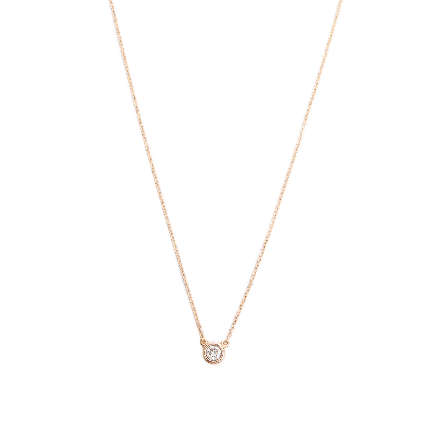 Tiffany & Co. Elsa Peretti 18k Rose Gold 0.17 ct. Diamonds by the Yard Pendant Necklace w/ Box & Receipt
