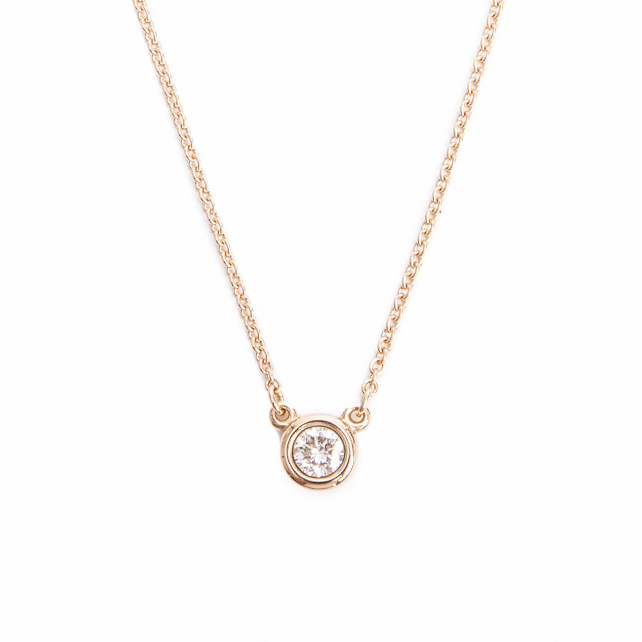 Tiffany & Co. Elsa Peretti 18k Rose Gold 0.17 ct. Diamonds by the Yard Pendant Necklace w/ Box & Receipt