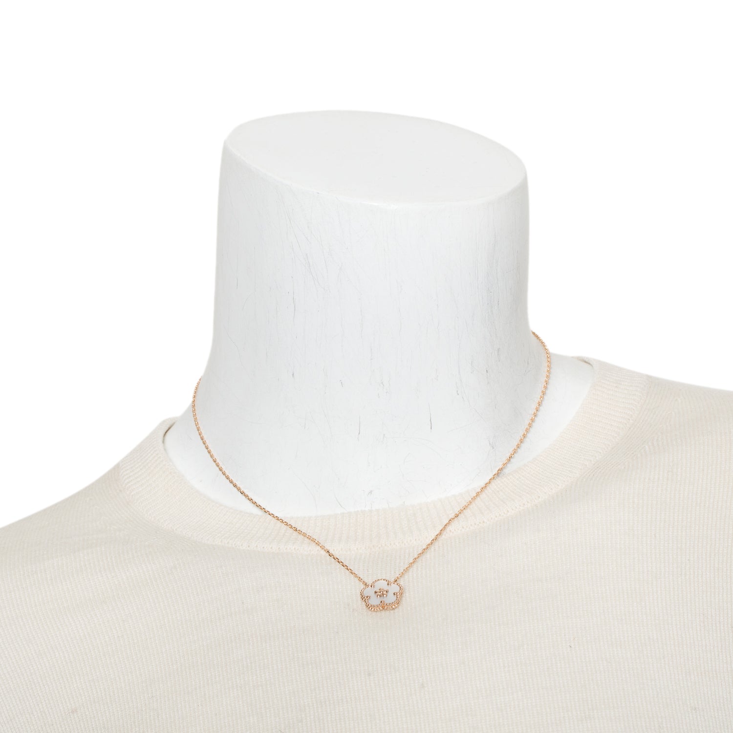 Van Cleef & Arpels 2025 18k Rose Gold Mother of Pearl Lucky Spring Pendant Necklace, Plum Blossom w/ Box, Receipt & Certificate