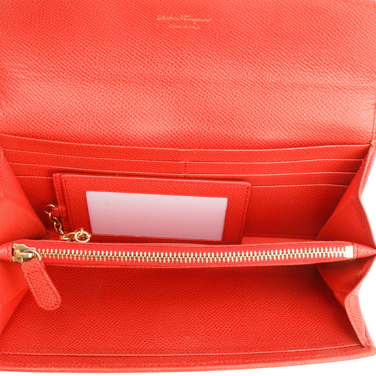 Salvatore Ferragamo Orange Leather Gancini Continental Wallet w/ Box