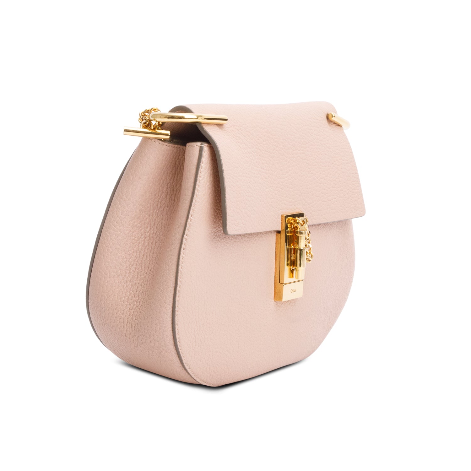 Chloe Pink Grained Lambskin Medium Drew Shoulder Bag