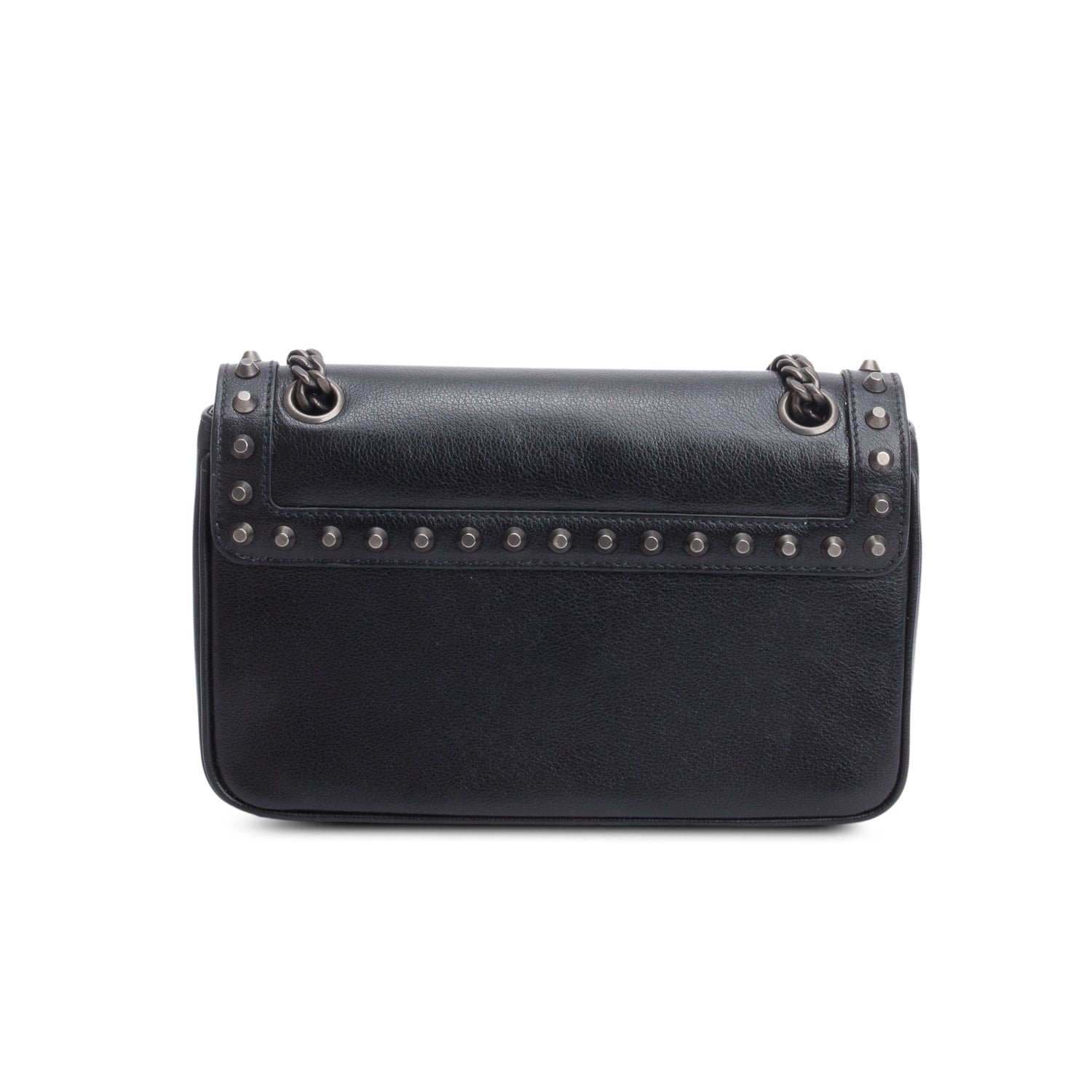 Prada Black Pattina Glace Calf Studded Crossbody Bag w/ Authenticity Card