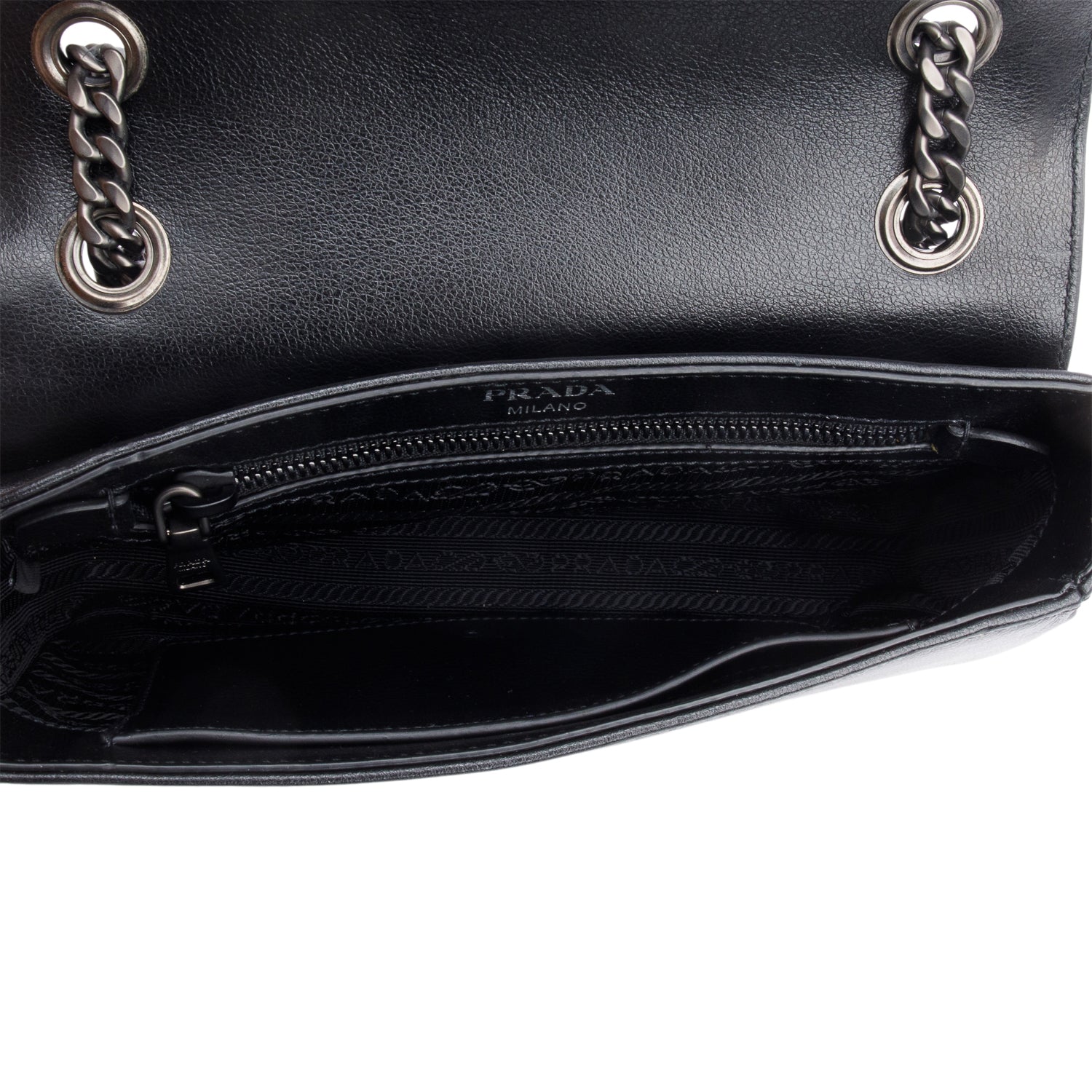 Prada Black Pattina Glace Calf Studded Crossbody Bag w/ Authenticity Card