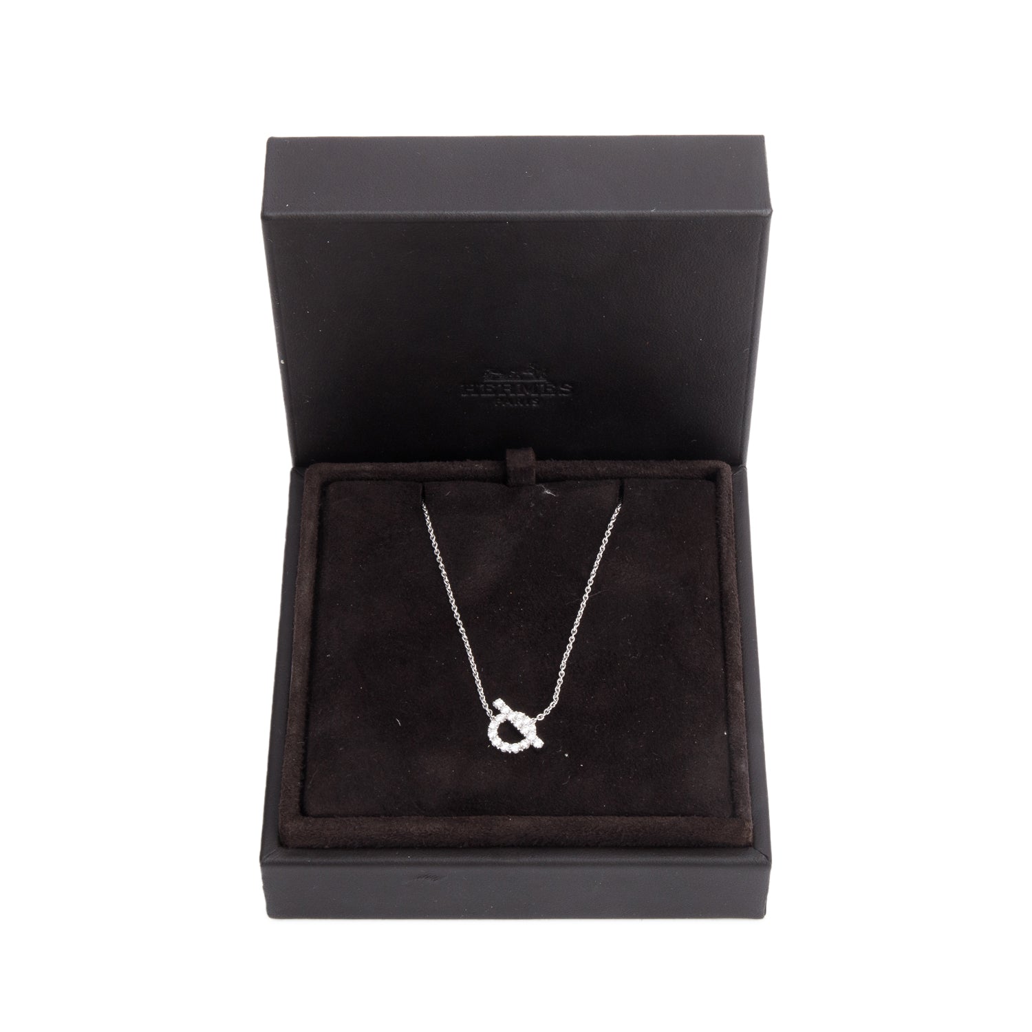 Hermes 18k White Gold Diamond Finesse Pendant Necklace w/ Box & Receipt