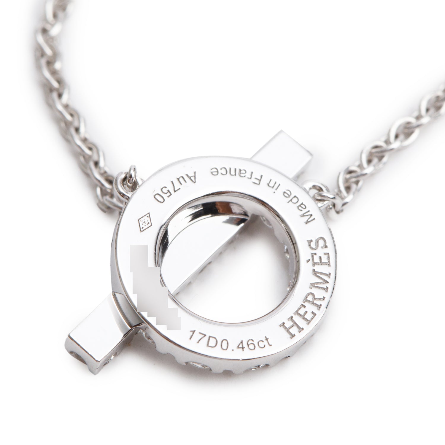 Hermes 18k White Gold Diamond Finesse Pendant Necklace w/ Box & Receipt