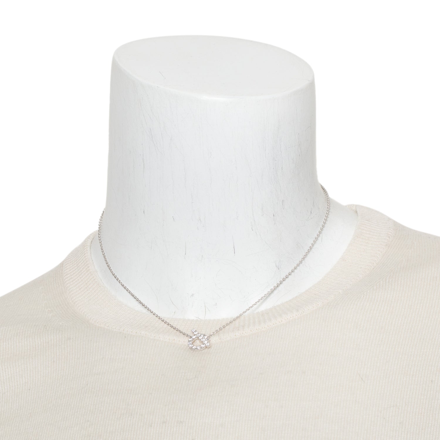 Hermes 18k White Gold Diamond Finesse Pendant Necklace w/ Box & Receipt