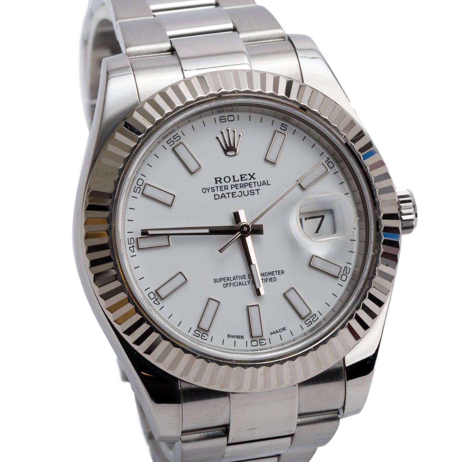 Rolex Stainless Steel Datejust II 41 MM Automatic Watch White Dial 116334 w/ Box & Papers