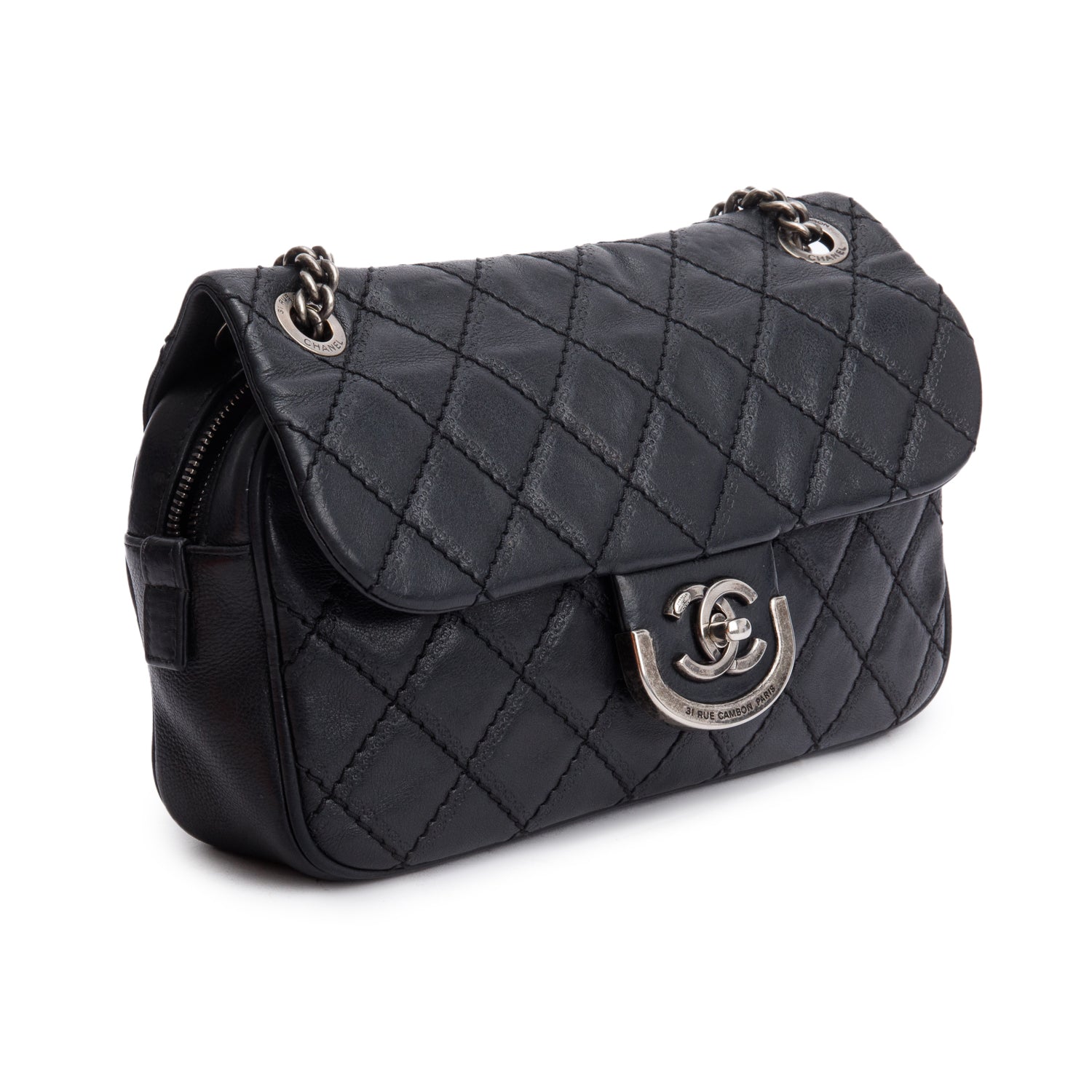 Chanel Black Quilted Calfskin Leather Paris-Edinburgh Coco Sporran Flap Bag w/ Box and Authenticity Card