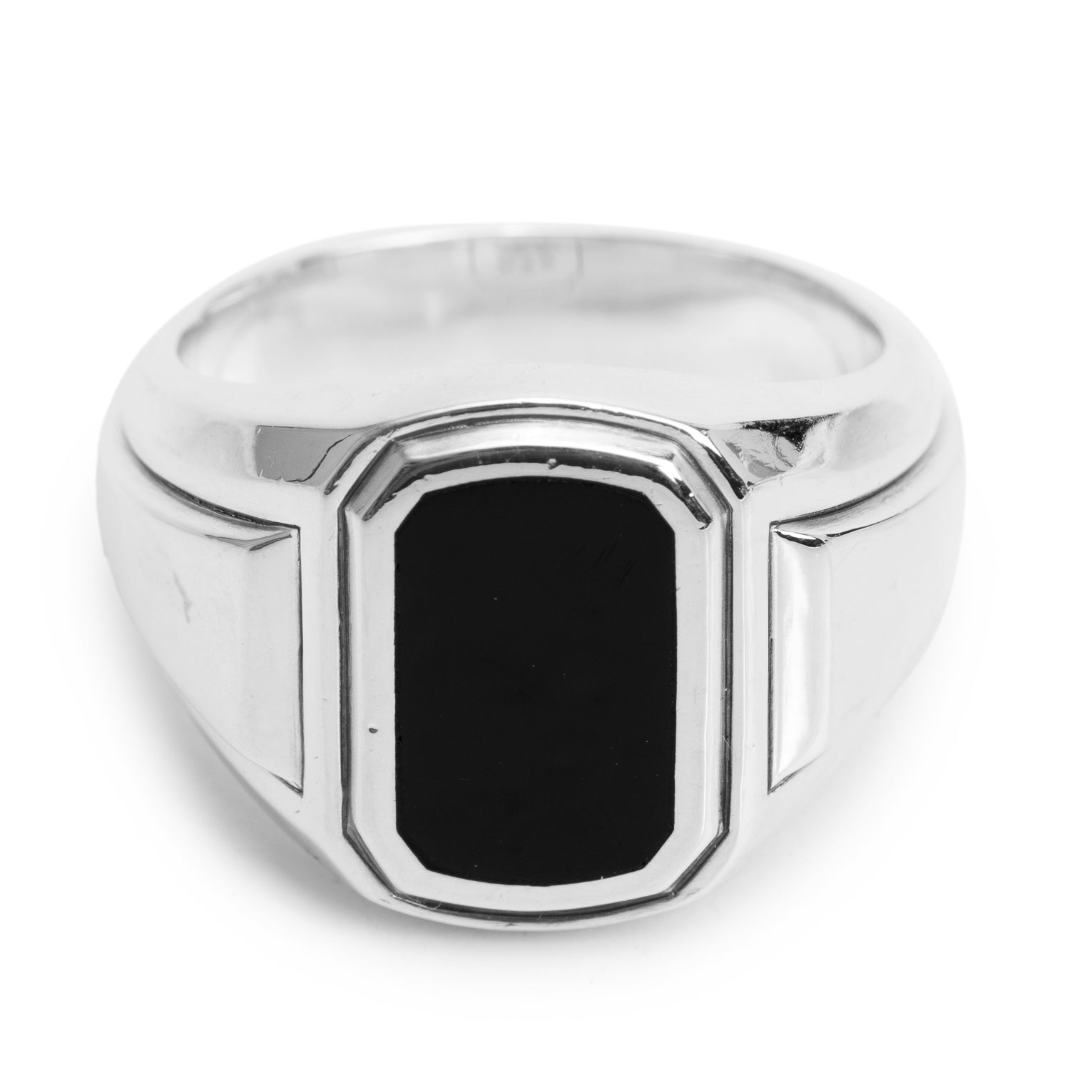 David Yurman Sterling Silver Black Onyx Streamline Signet Ring, 18.8 MM Size 12