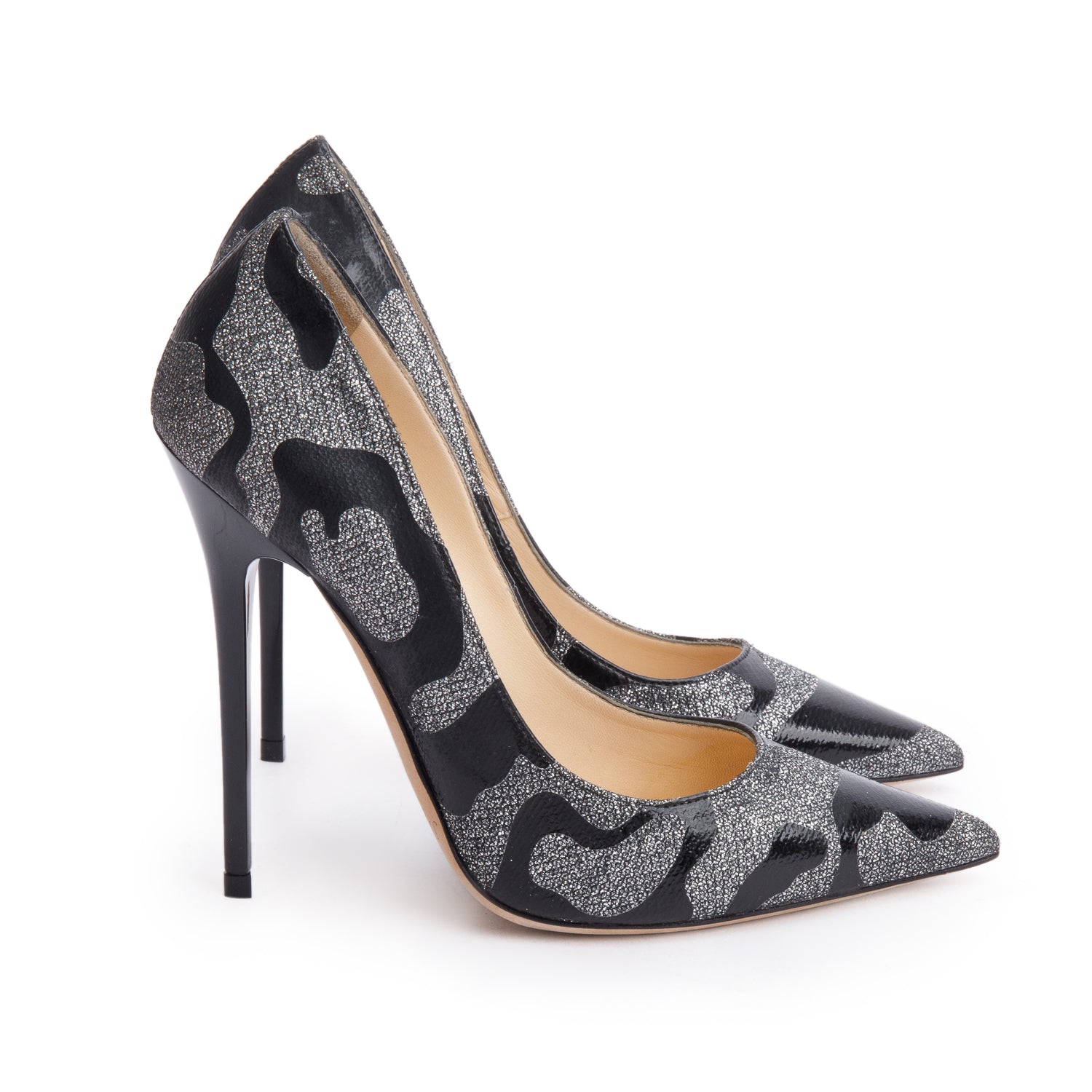 Jimmy Choo Black Glitter Anouk Pumps, Size 36 w/ Box