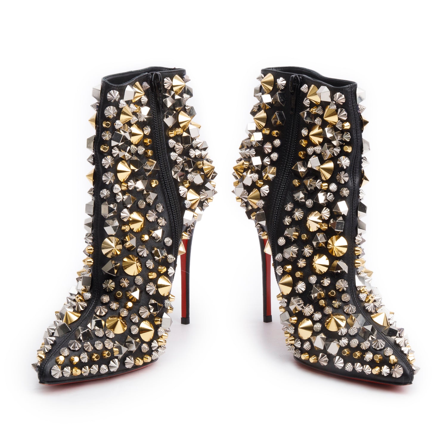 Christian Louboutin Black Leather So Full Kate Ankle Boots, Size 37