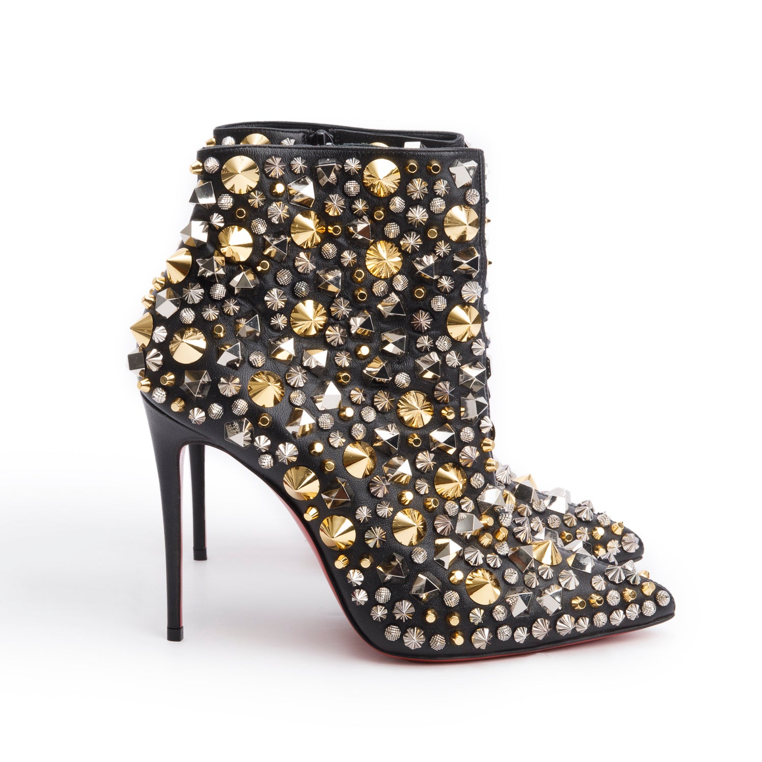 Christian Louboutin Black Leather So Full Kate Ankle Boots, Size 37