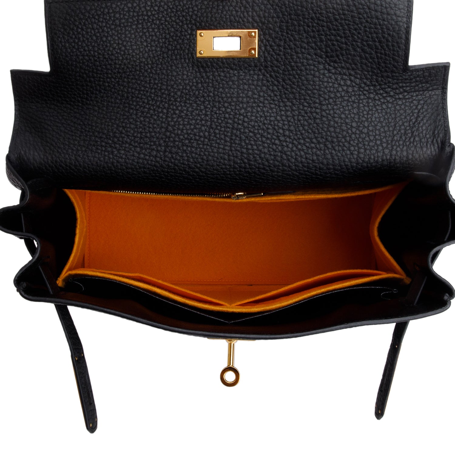 Hermes 2022 Noir Veau Togo Kelly II Retourne 28 w/ Strap & Box