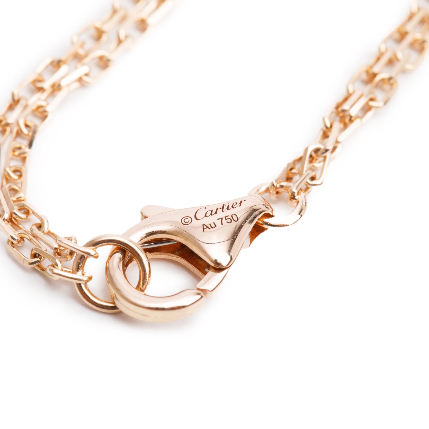 Cartier 18k Rose Gold 2 Diamond Love Chain Bracelet w/ Box & Certificate