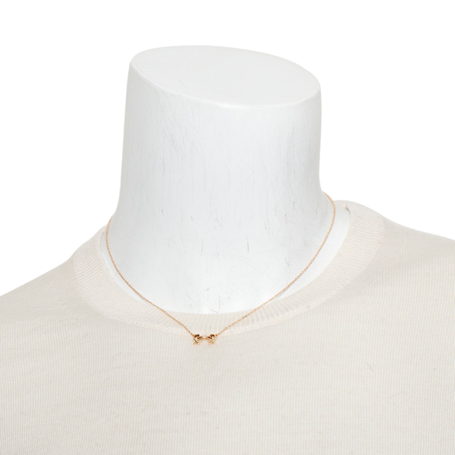 Tiffany & Co. Paloma Picasso 18k Rose Gold Diamond Mini Double Loving Heart Pendant Necklace w/ Box & Receipt