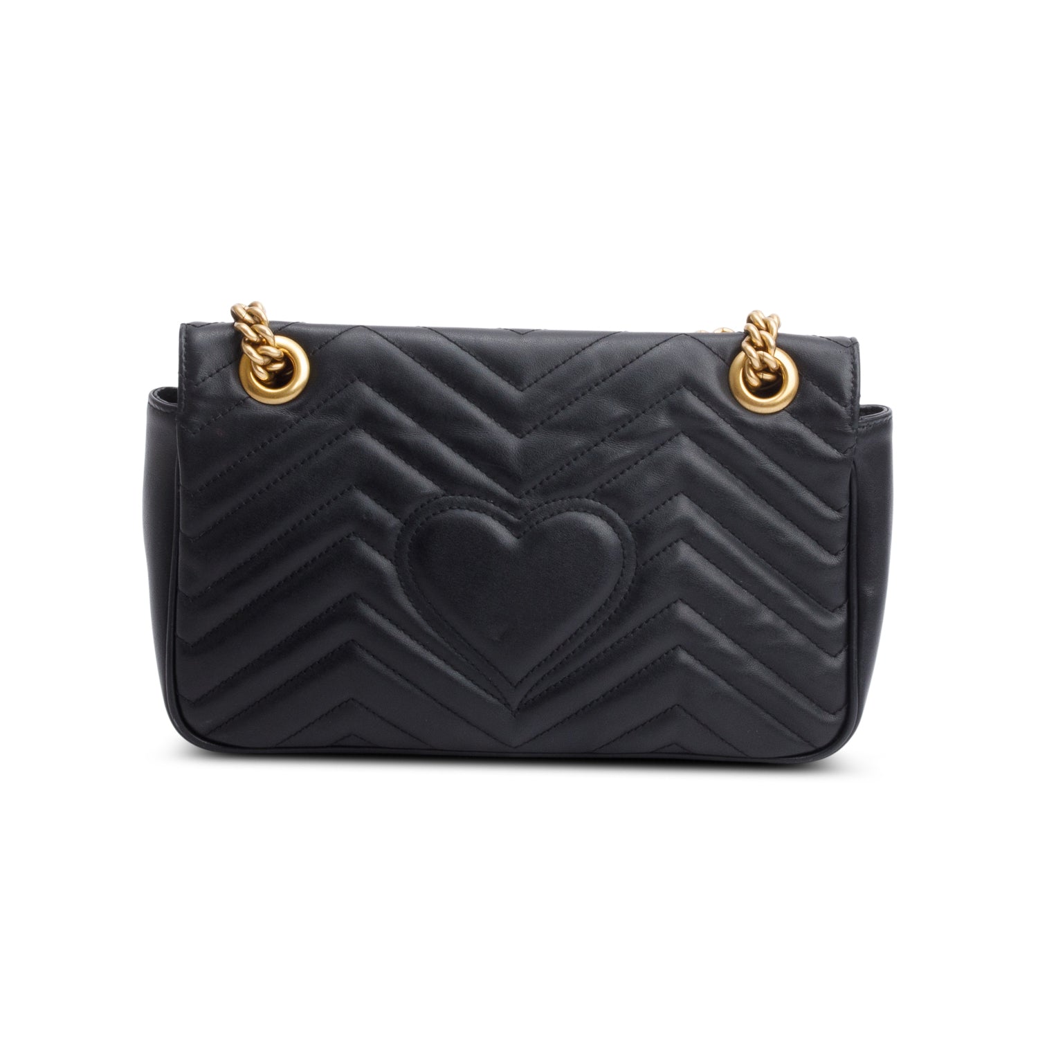 Gucci Black Leather GG Marmont Small Shoulder Bag