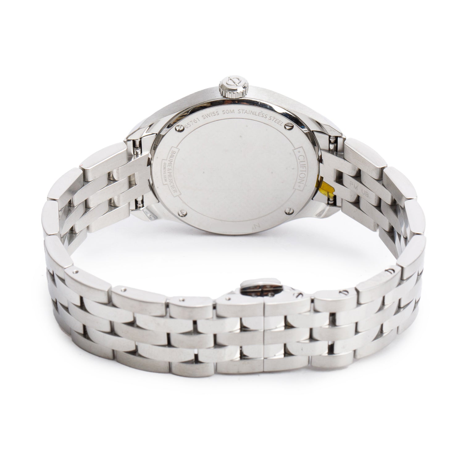 Baume & Mercier Stainless Steel Clifton 30 MM Quartz Watch Mother of Pearl Diamond Dial w/ Box