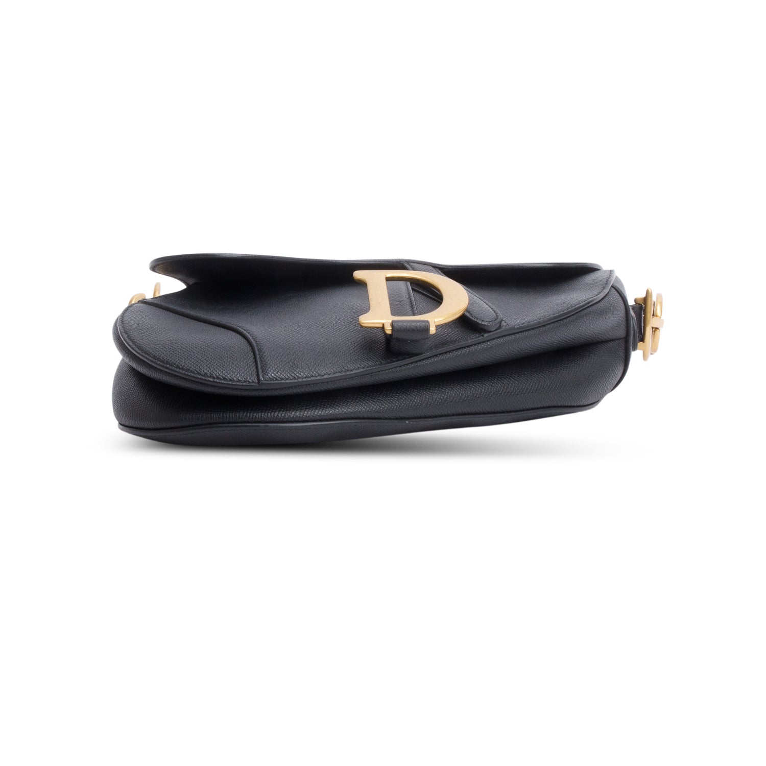 Christian Dior 2020 Black Grained Calfskin Saddle Bag w/ Authenticity Card