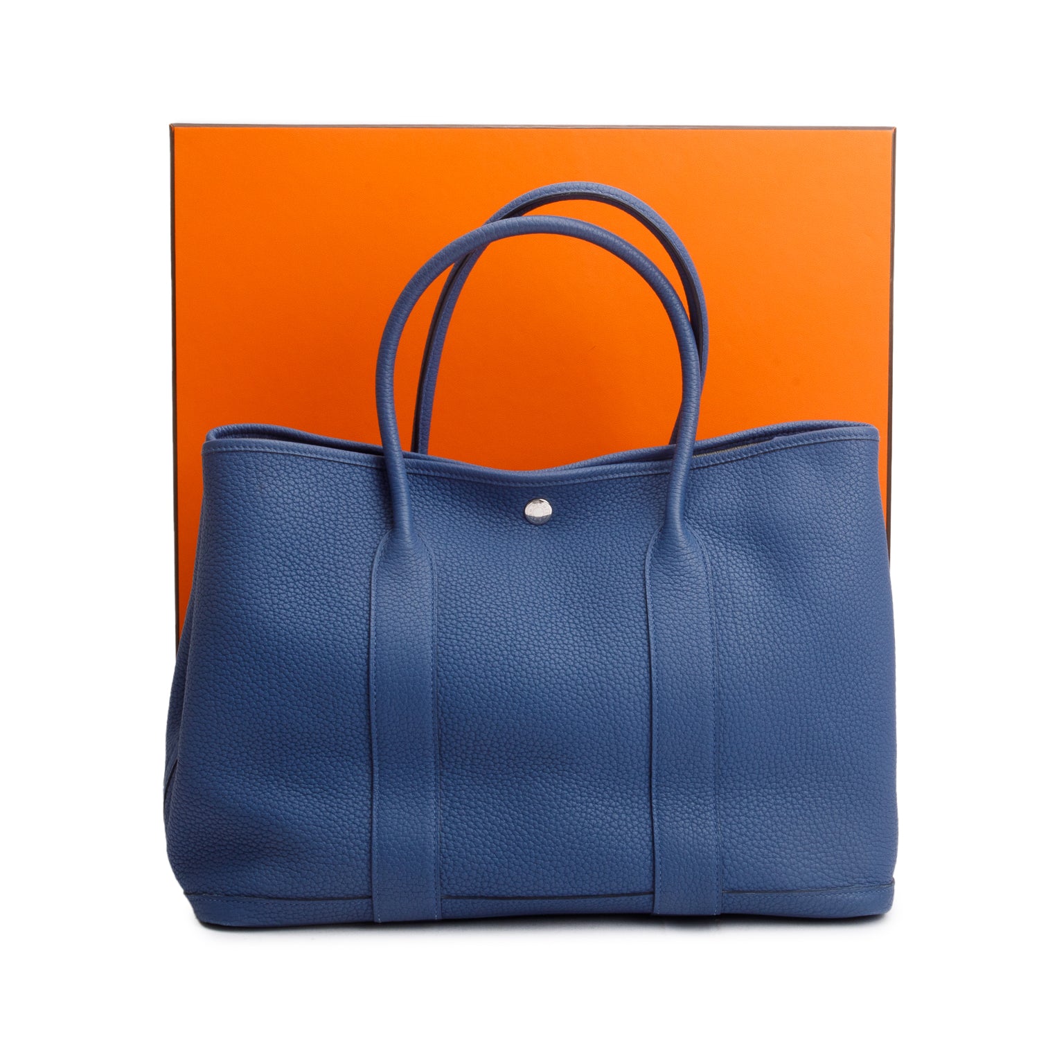 Hermes Bleu Agate Negonda Leather Garden Party 36 w/ Box